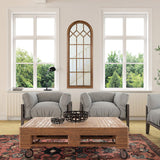 Kate and Laurel Gilcrest Traditional Arch Wood Framed Windowpane Wall Mirror, 18 x 47, Rustic Brown, Farmhouse Decorative Mirror Kate and Laurel