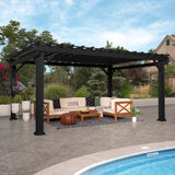 Backyard Discovery Stratford 16' x 12' Traditional Galvanized Steel Pergola Kit with Shade Sail Canopy, Powder-Coated Finish, All-Season Durability, High-Wind Rating for Outdoor Patio, Deck, Garden Backyard Discovery
