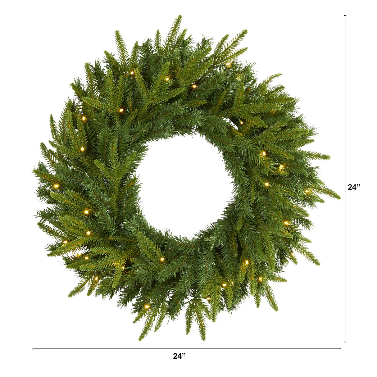 Nearly Natural 24in. Long Pine Artificial Christmas Wreath with 35 Clear LED Lights Nearly Natural