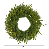 Nearly Natural 24in. Long Pine Artificial Christmas Wreath with 35 Clear LED Lights Nearly Natural