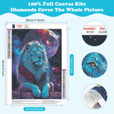 SENQAO Diamond Painting Lion Kits for Adults, DIY 5D Diamond Art Paint with Round Diamonds Full Drill Starry Sky Lion Gem Art Painting Kit for Home Wall Decor 30×40cm SENQAO