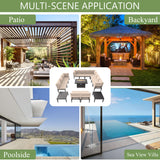 ALAULM 15 Pieces Metal Patio Furniture Set with Propane Fire Pit Table Modern Outdoor Furniture w/55000 BTU Fire Pit Patio Sectional w/5.1'' Sponge Cushions for Patio, Backyard, Poolside-Sand ALAULM