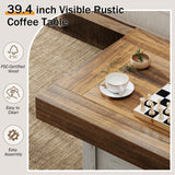 Lareth Coffee Table 39 in Farmhouse Center Table with X-Design Wooden Pedestal for Living Room, Space Saving, Easy Assembly Rectangle Home Office Tea Accent Table for Apartment, Antique White Walnut Lareth