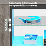 Bestier LED TV Stand for PS5,Modern Gaming Entertainment Center with Cabinet for 60/65 Inch TV, TV Console with Adjustable Glass Shelf for Living Room Bedroom Grey Bestier