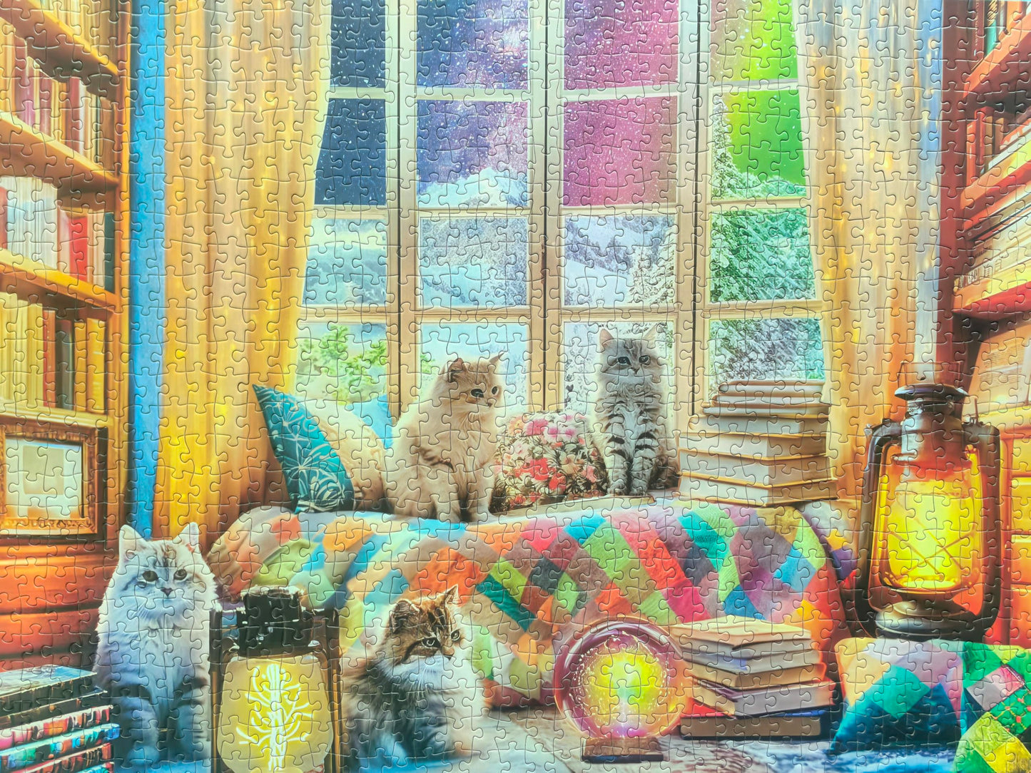 1000 Pieces Jigsaw Puzzles for Adults - Difficult Puzzles for Adults Challenging - Northern Lights and Cozy Cats