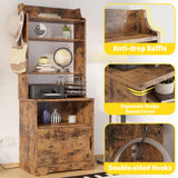 LIKIMIO Nightstand with Charging Station, 55" Tall End Side Table with Storage Cabinet, Small Bookshelf, for Living Room Office Bedroom, Vintage Brown LIKIMIO