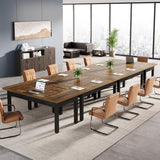 Tribesigns Rectangular Conference Table for 4-6 People, Office Meeting Table with Sturdy Legs, Small Conference Room Table for Office Meeting Breakroom, Brown and Black Tribesigns