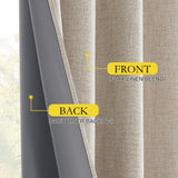 NICETOWN 100% Blackout Linen Curtains 90" Long for Bedroom, Thermal Insulated Living Room Curtains with Liner, Farmhouse Style Linen Blend Window Draperies for Dining Room (2 Panels, 52" W, Natural) NICETOWN