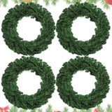 Hotop 4 Pcs Artificial Christmas Wreath for Front Door Christmas Green Farmhouse Wreath DIY Faux Plain Wreaths for Decorating Window Room Christmas Party Decor (24 Inches) Hotop