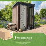 Greesum Outdoor Storage Shed 5 x 3 ft. Utility Tool Shed Metal Storage Garden Shed with Door & Lock for Patio Storage, Brown Greesum