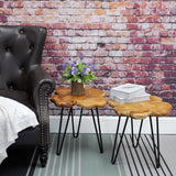 Warmaxx Natural Cedar Wood Live Edge Coffee Table 16" x 16" x 21" H Accent Vintage 4 Leaf Clover Wooden Side Table Solid Rustic Plant Stand Outdoor End Table Living Room Bedroom Sitting Area Warmaxx