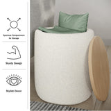 Lavish Home Storage Ottoman - Teddy Fabric Upholstered Ottoman with Wood Top for Living Room, Dorm, or Apartment - Ottomans with Storage (Cream) Lavish Home