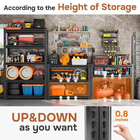 KILISTEELS 72" H Garage Shelving 5 Tier Shelving Unit, 3500Lbs Adjustable Metal Garage Storage Shelves Heavy Duty for Basement, Warehouse, Kitchen, Pantry (72'H X 35''W X 16''D) KILISTEELS