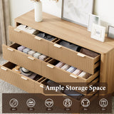 Royal Windsor 6 Drawer Dresser with Fluted Panel, Modern Chest of Drawers for Living Room, Wide Wooden Closet Dresser TV Stand with Ample Storage Space for Bedroom and Hallway, Natural Oak Royal Windsor