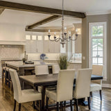 GEPOW Farmhouse Chandelier, 5-Light French Country Chandelier, Rustic Distressed Wood Chandeliers Light Fixture for Dining Room, Living Room, Bedroom, Foyer GEPOW