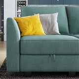HONBAY Convertible U Shaped Modular Sofa Sectional Modular Couch with Chaise Oversized Sofa Sleeper Couch for Large Living Room,Aqua Blue HONBAY
