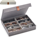 ZICOTO Beautiful Sunglass Storage Organizer For 8 Pairs - A Stylish Linen Case Protects and Displays All Your Glasses - The Perfect Storage Organizer To Hold Multiple Glasses Safe and Dust Free ZICOTO