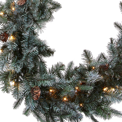 National Tree Company Pre-Lit 'Feel Real' Artificial Christmas Garland, Green, Arctic Spruce, White Lights, Decorated With Pine Cones, Plug In, Christmas Collection, 9 Feet