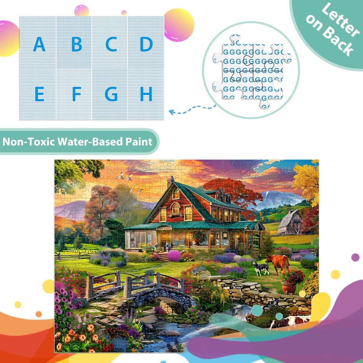 Jigsaw Puzzles for Adults 500 Pieces, Country Life Puzzle Interlock Perfectly Letter on Back No Dust, Challenging Puzzle Home Decor Birthday Party Gift Toy for Men Women Olders Seniors (21 x 15 in) Jeacirio
