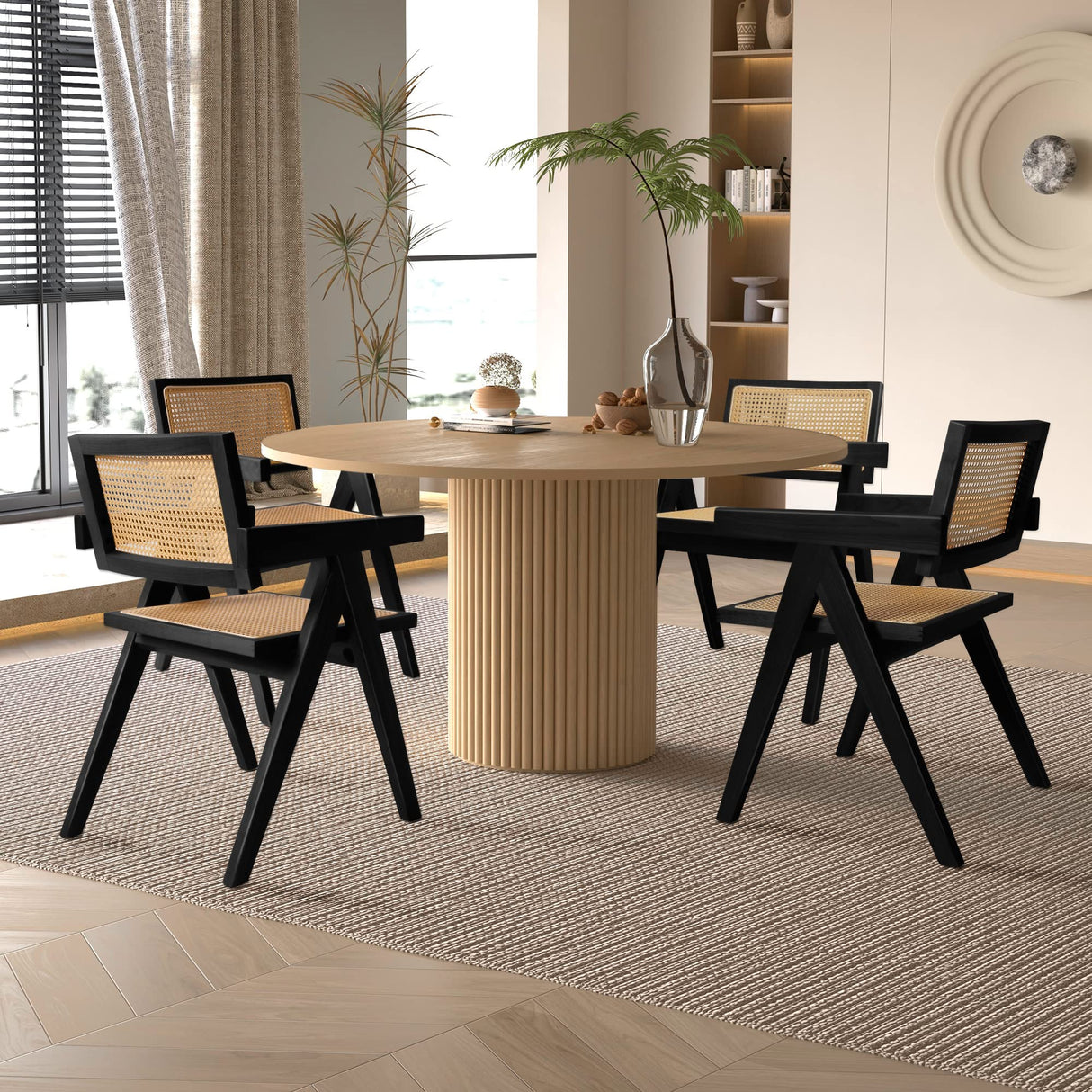 SIMTONAL Round Dining Table Modern Wood Kitchen Table 35'' Circular Tabletop for Leisure,35''L x 35''W x 29.9''H SIMTONAL