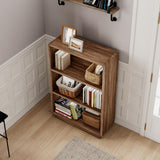 ChooChoo 3-Tier Bookcase, Wooden Bookshelf, Farmhouse Bookshelf with Open Storage, Tall Bookcase for Bedroom and Home Office, Brown Walnut ChooChoo