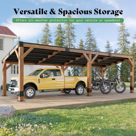 AMERLIFE 10 x 20FT Wood Gazebo with Metal Hardtop, Large Outdoor Grill Canopy with Sloped Roof, Heavy Duty Pergola for Garden, Patio, Backyard, Solid Spruce AMERLIFE