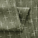 MIULEE Decorative Back Tab Linen Curtains with Geometric Pattern for Living Room Bedroom Farmhouse Rustic Thick Woven Textured Patterned Mudcloth Drapes 84 Inches Long 2 Panels Set, Olive Green MIULEE