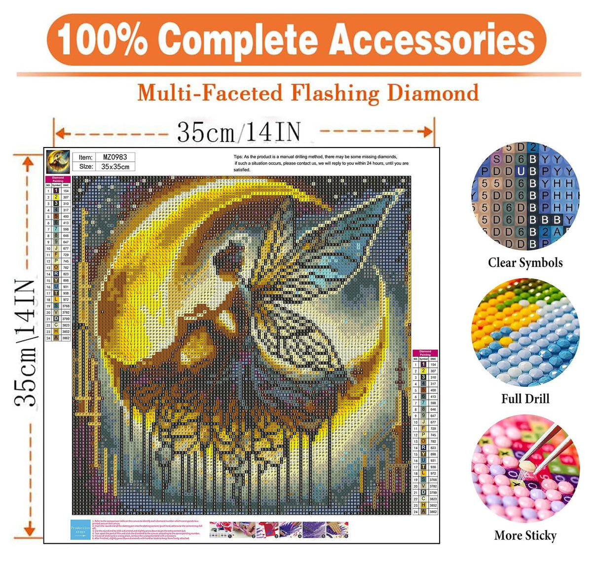 igoodom Diamond Art Kits for Adults, Fairy Diamond Painting Kit, Full Drill Round Moon Diamond Art Kits, DIY Gem Art and Crafts for Home Wall Decor Gift 14x14inch igoodom