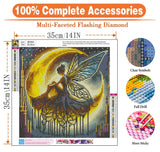 igoodom Diamond Art Kits for Adults, Fairy Diamond Painting Kit, Full Drill Round Moon Diamond Art Kits, DIY Gem Art and Crafts for Home Wall Decor Gift 14x14inch igoodom