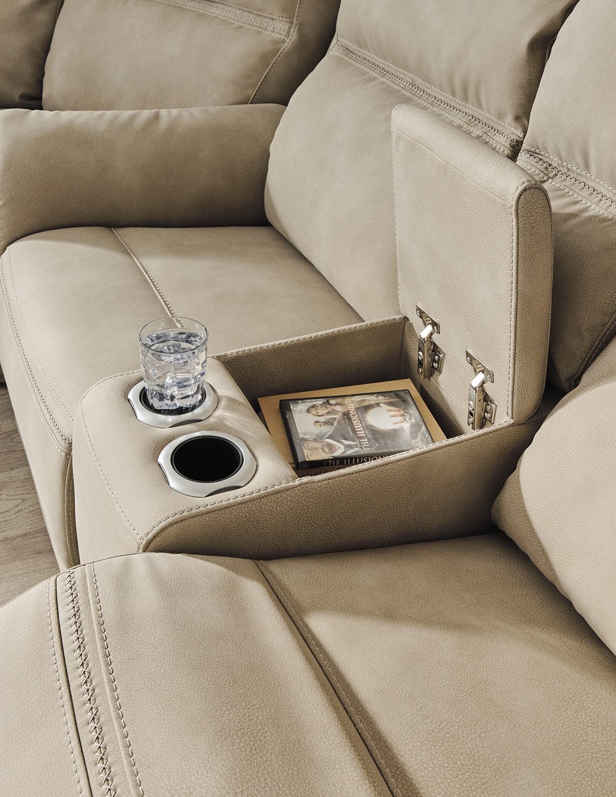 Signature Design by Ashley Next-Gen DuraPella Power Reclining Loveseat with Center Console and Adjustable Headrest, Beige Signature Design by Ashley