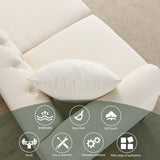 79" Chesterfield Sofa Couch for 3, Velvet 3 Seater Tufted Couch Chesterfield 3 Person Sofa with Two Pillows, Nailhead & Rolled Arms and Curved Backrest for Living Room (Beige) Bellemave