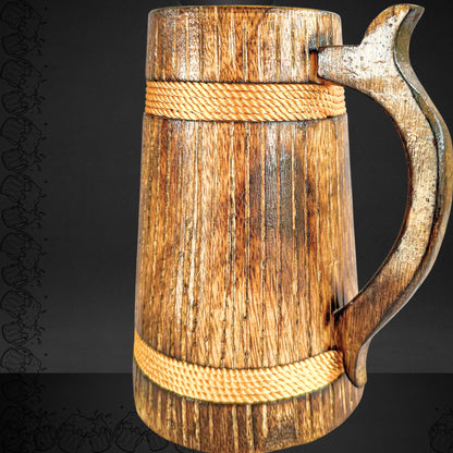 ANTIQUANA Handmade Wooden Beer Mug | Camping Travel Outdoor Mugs for Men | Tea Coffee Cup with Handle | Craft Tankard Drinking Stein - WoodArtSupply