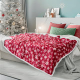 PAVILIA Premium Christmas Sherpa Throw Blanket | Red Snowflake Decoration, Fleece, Plush, Warm, Cozy Reversible Microfiber Holiday Blanket 50 x 60 PAVILIA