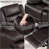 PrimeZone Oversized Rocker Recliner Chair - Comfy Wide Lazy Boy Recliner Chair with Overstuffed Armrest, Faux Leather Manual Reclining Chairs for Living Room, Bedroom, Home Theater Seating, Brown PrimeZone