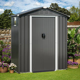 JY QAQA 5x3 FT Metal Outdoor Garden Storage Shed, Waterproof Metal Garden Sheds with Window and Lockable Double Door, Weather Resistant Steel Tool Storage House Shed for Patio, Lawn Gray JY QAQA PET