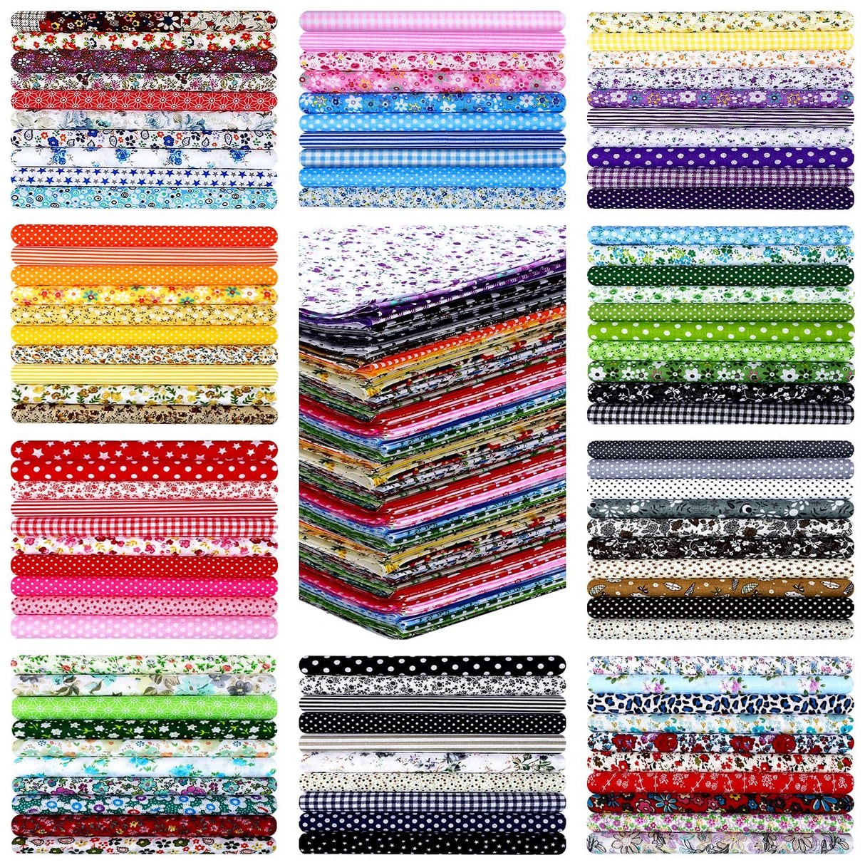Tudomro 100 Pieces 10 x 10 Inches Cotton Fabric Squares No Repeat Patchwork Quilting Fabric Bundles Layer Precut Quilt Material for DIY Craft Sewing Cloths Handmade Accessories(Floral) Tudomro