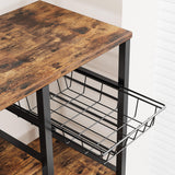 IRONCK Industrial Kitchen Baker’s Rack, Kitchen Island Utility Storage Shelf, Coffee Bar Microwave Stand with 6 Hooks, Metal Frame, Simple Assembly, Vintage Brown IRONCK