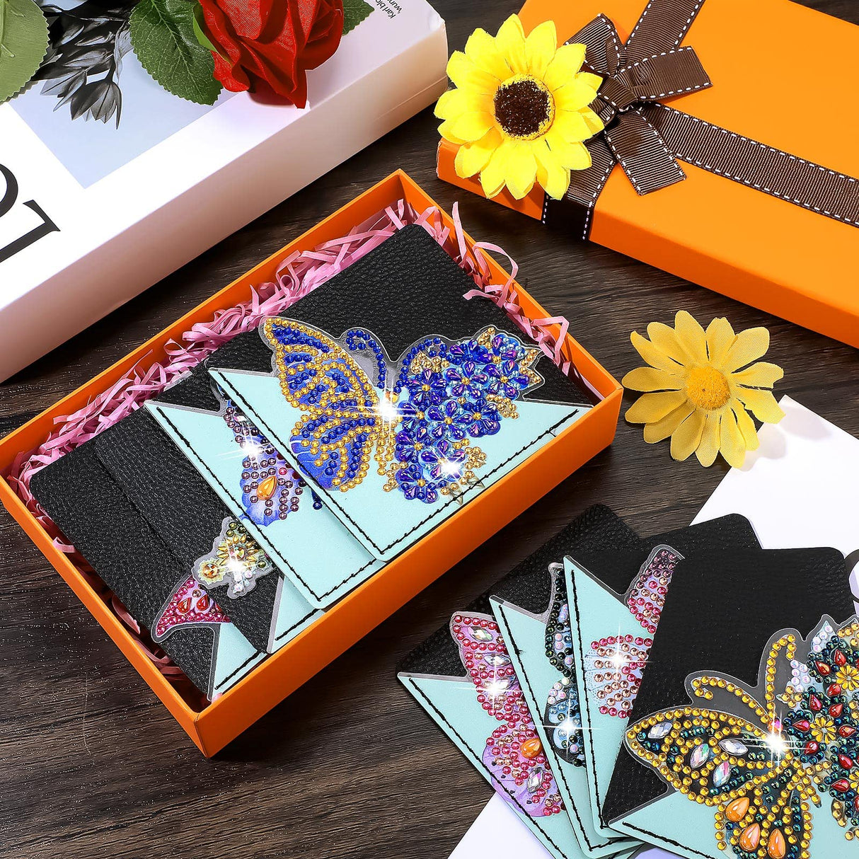 Ireer 8 Pcs Diamond Art Bookmark Kit Butterfly Diamond Painting Bookmark DIY Corner Book Marks for Kid Adult Book Lover Graduation Birthday Wedding Crafts Supplies, 8 Styles Ireer