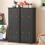 LIKIMIO Tall Skinny Dresser, 6 Drawer Dresser Tall with Colorful Handles, Chest of Drawers for Bedroom, 51.5" H Modern Wooden Storage Cabinet with Metal Sliding Rail, Black LIKIMIO