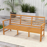 Tangkula 64 Inch Patio Acacia Wood Bench, 3-Seat Extra Long Chair with Cushion, Slatted Seat & Backrest, 3-Person Outdoor Wood Bench for Backyard, Porch, Balcony & Garden Tangkula