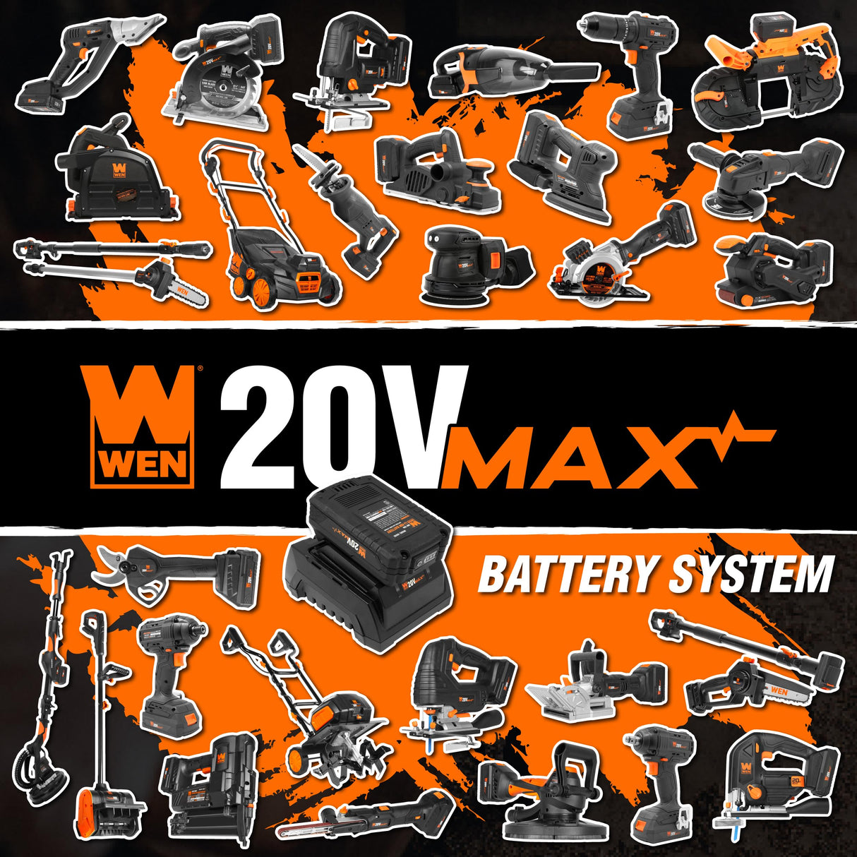 WEN Cordless Jigsaw, Variable Speed with 20V Max 2.0 Ah Lithium Ion Battery and Charger (20661) WEN