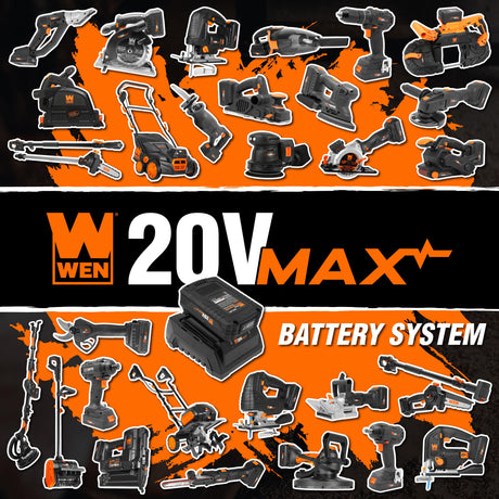 WEN Cordless Circular Saw, 6.5-Inch Blade with 20V Max 4.0 Ah Lithium-Ion Battery and Charger (20625) WEN