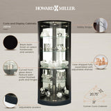 Howard Miller Jaime Curio Cabinet - Floor Mount Showcase Black Finish Adjustable Shelves & Levelers Illuminated Interior Lightning Perfect for Living Room Office and Room Decor Howard Miller