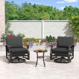 Kullavik Aluminum Patio Furniture Set,7 Pieces 7 Seat Metal Outdoor Furniture Conversation Set w/45 Propane Gas Fire Pit&Swivels,Black Kullavik