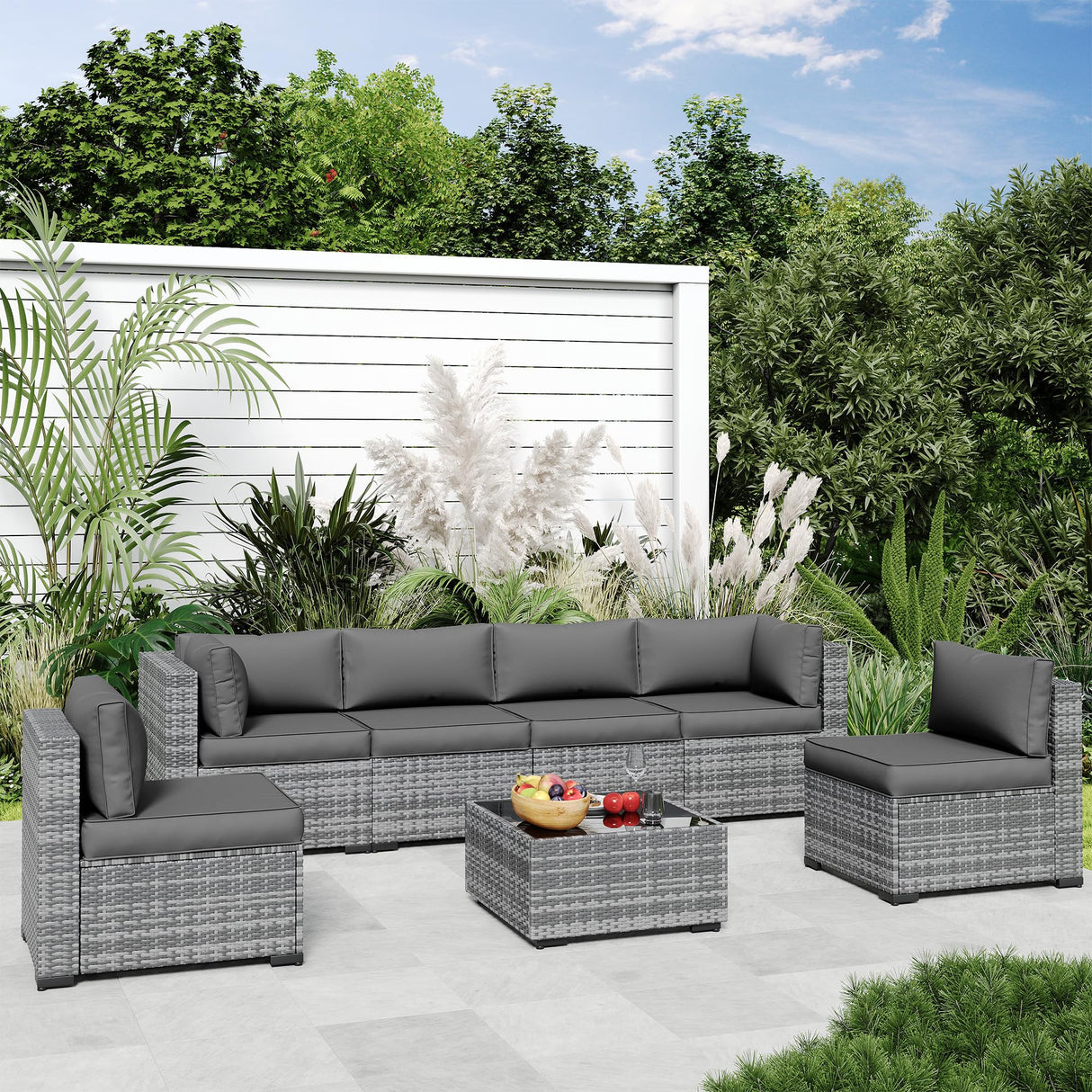 Amopatio Outdoor Cushions for Patio Furniture Replacement, Patio Furniture Cushions, Deep Seat Patio Cushions, Patio Seat Cushions for Outdoor Sectional (Grey) Amopatio