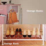 LUMTOK 2-in-1 Dresser with Hanging Rack, 10 Drawers Dresser for Bedroom,Dressers with Fabric Drawers,LED Lights, Charging Station and Hanging Racks for Bedroom (Pink) LUMTOK