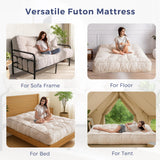 MAXYOYO 8" Futon Mattress Queen Size, Ultra Thick Futons Sofa Couch Bed Tufted Sleeper Sofa Bed, Floor Mattress for Adults, Shredded Foam Filling (Frame Not Included), Beige MAXYOYO