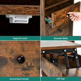 YITAHOME L Shaped Desk with Power Outlets & LED Lights, 60” Corner Computer Desk with Drawers & Lift Top, Home Office Desk with Monitor Stand & File Cabinet, Wood Height Adjustable Desk, Rustic Brown YITAHOME