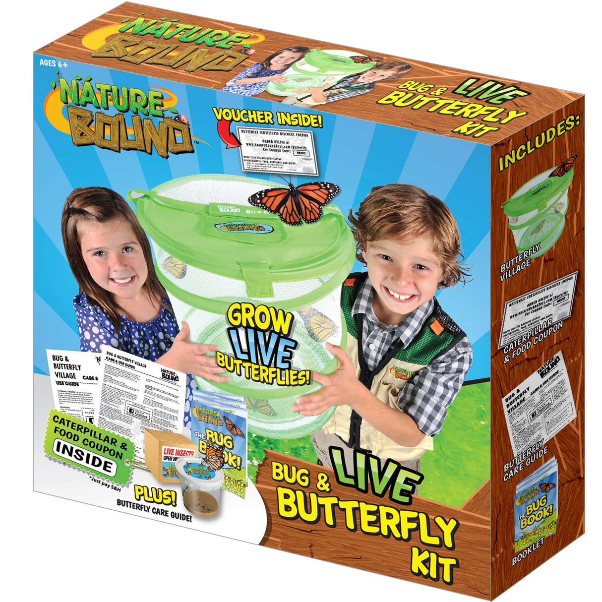 Nature Bound Butterfly Growing Kit - Live Caterpillar to Butterfly Project for Kids - Includes Voucher for Caterpillars, Green Pop-Up Enclosure, and STEM Learning Guide (Original Design) Nature Bound