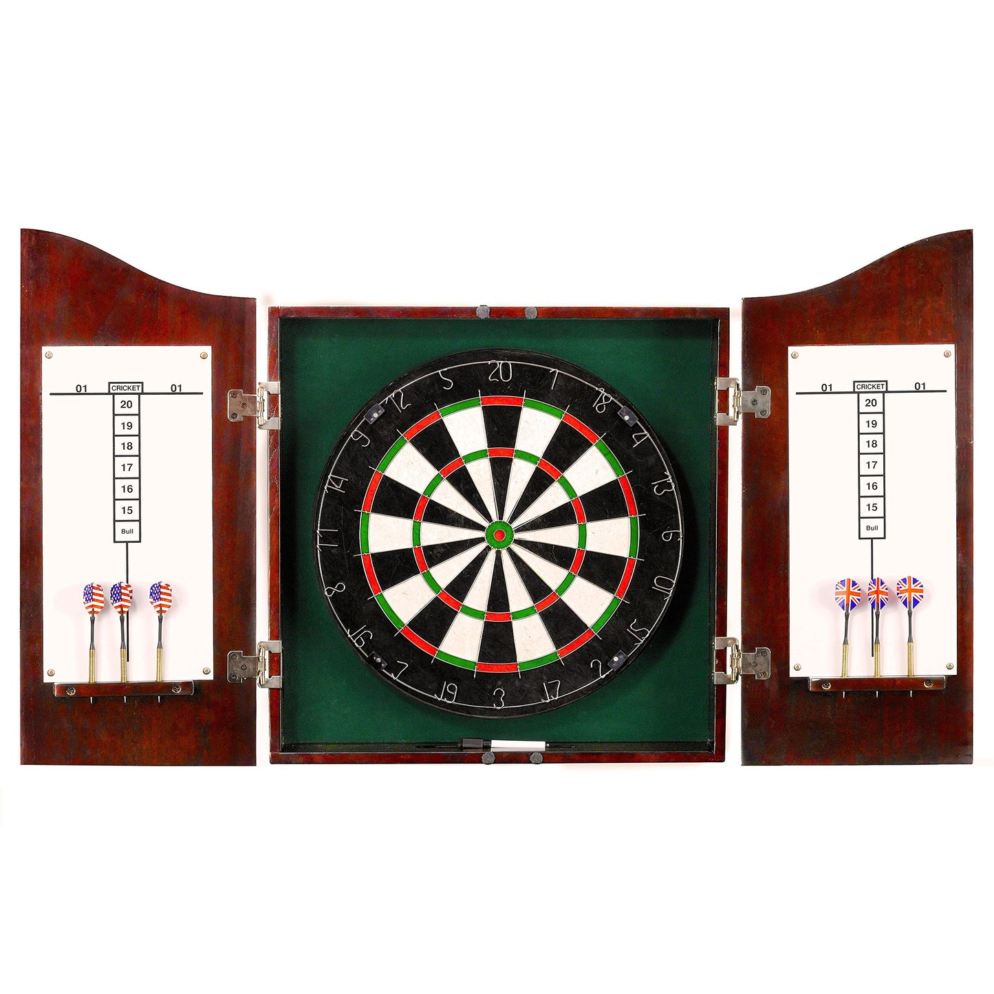 Centerpoint Bristle Dartboard and Solid Wood Cabinet - Dark Cherry Finish - WoodArtSupply